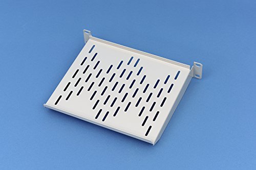 10″ Fachboden 1 HE für Netzwerkschrank 200mm tief, bis 16kg RAL 7035 Lochblech - 4