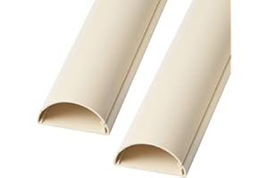 LOOPS 2m (2x 100cm) – 16mm x 8mm Magnolia Trunking | HALF ROUND Cable Conduit Cover | HDMI AV TV Ethernet & Speaker Wire Ducting | Wall Tidy Management | Self-Adhesive Backing *EASY INSTALL* | Skirting Home