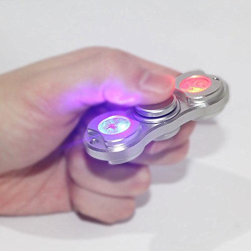 Hand Spinner Stress Relief Toy, EDC Fidget Spinner (SILVER LED spinner) High Speed Stainless Steel Made Ceramic Bearing ADHD Focus Anxiety Relief Toys for Killing Time