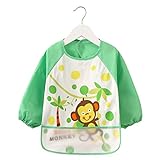 Baby Nursing Feeding Bibs ,Baby Waterproof Bib for Infant Toddler (Green-Monkey)
