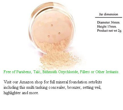 Intelligent Cosmetics Pure Natural Mineral Foundation BISQUE Concealer mineral makeup Cover Acne Rosacea 2grams