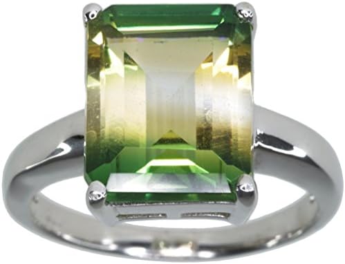 Quartz Peacock Stone Gemstone Baguette Sterling Silver Ring