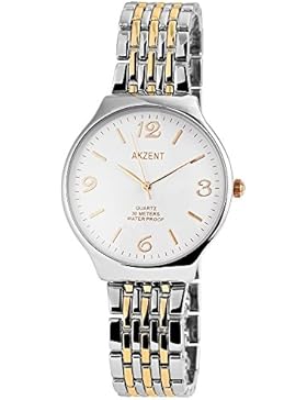 Akzent Damen Armbanduhr mit hochwertigem Quarzwerk in silber- und golfarben - SS8812500028, Farbe4