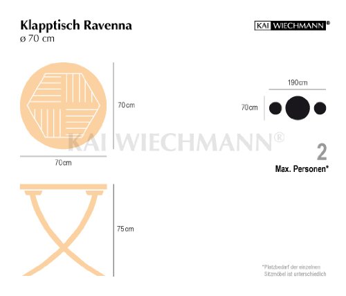 Kai Wiechmann®, massiver Gartenklapptisch aus der Serie „Ravenna“ hochwertig gefertigt aus Teakholz Ø 70 cm/ Klapptisch/ Gartenmöbel/ Gartentisch/ Esstisch/ Teak-Tisch/ Rund-Tisch/ klappbar/ zusammenklappbar - 5