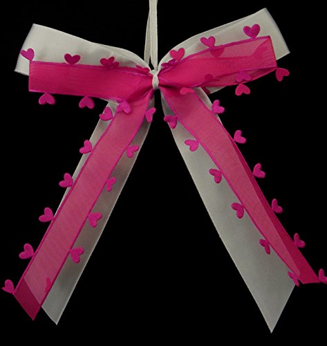 25 Antennenschleifen mit HERZ N25 Brautwagen-Autoschmuck für Dekoration von Hochzeit, Brautwagen, Hochzeitsauto-DEKORATION Autoschleifen STAR-LINE® - 2