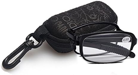 BestWahl Mens Womens Folding Reading Glasses Home and Travel Telescopic Arms Includes Case + Cloth +1.0 +1.5 +2.0 +2.5 +3.0 +3.5 +4.0 (+1.0, Black)