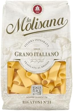 La Molisana, Rigatoni n. 31, Pasta da Solo Grano Italiano - Trafilata al Bronzo, Ruvida e Tenace con Eccellente Tenuta in Cottura - Confezione da 500 g