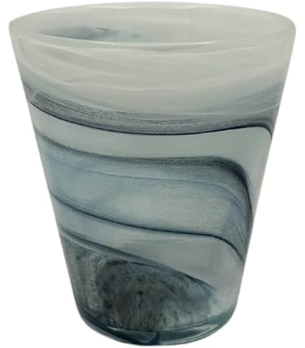 Lot De 6 Verres à Eau En Verre De Murano – Fabriqués Main En Italie, Décor Vagues Bleu Et Blanc, élégants