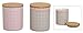 Produktbild henger-mauk Vorratsdosen 2er Set, je 550 ml, Deckel aus Bambus mit Gummidichtung, aromadicht Rosa/Grau Retro Oriental