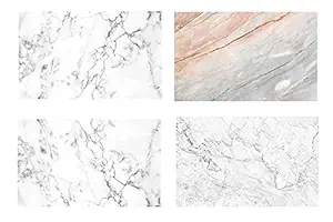 Royalkart (Pack of 2) FlatLay Tabletop Photography Backdrop Background for Food, Jewellery, Cosmetics, Small Product, Photo Pros & More, 88 * 56 cm, (White Marble & Pink Marble)