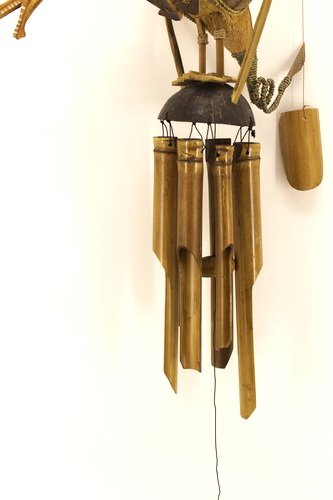 Ca 80cm Drachen Windspiel Klangspiel Garten Wetterfest Handarbeit Bambus Kokosnuss Holz W71 - 4