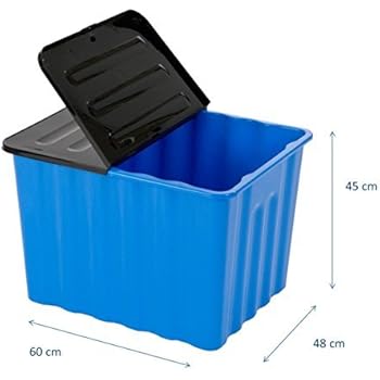 XXL Kunststoffbox in Blau mit Klappdeckel in Anthrazit. Mit 110 Liter