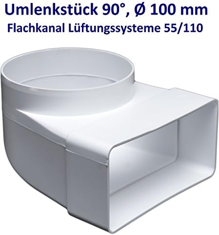 Deflector 90 °, Ø 100 mm for 55 x 110 flat duct ventilation systems. Exhaust duct or supply air duct. High quality ABS plastic (FS55-C100)
