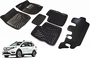 Auto Hub EVA, Plastic 3D Car Foot Mats Compatible for Honda BR-V (Model : 2013-2018) - Black