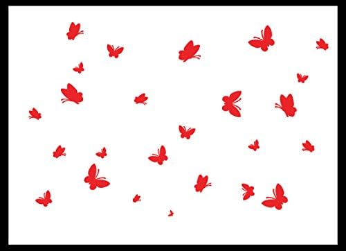 48 Mix Butterfly Children Wall stickers Car Decal/Wall Art Decals 21 Colours (RED)