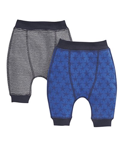 Mamas and Papas Baby-Boys 2 Pack Star/stripe Leggings, Blue, 6-9 Months