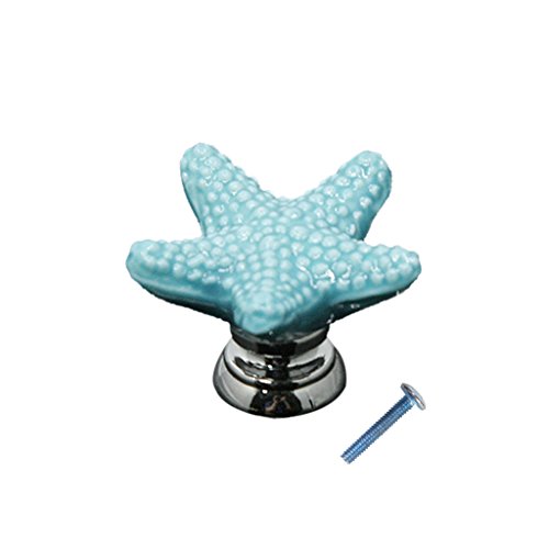 Seesterne Muster Möbelknöpfe Türgriff Möbel Schublade Griff Knopf – blau - 2