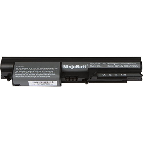 NinjaBatt® New Laptop-Akku für IBM 43R2499 42T4677 ThinkPad T400 R400 41U3198 42T5225 42T5262 42T5226 42T4530 42T5230 42T4548 – High Performance [4 Zellen/2200mAh/32wh] - 4