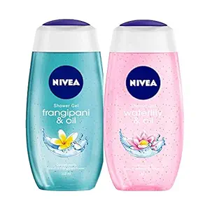 NIVEA Shower Gel, Frangipani & Oil Body Wash, Women, 250ml And NIVEA Shower Gel, Water Lily & Oil Body Wash, Women, 250ml