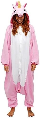Unisex Winter Warm Flannel Cartoon Animal Sleepwear Unicorn Panda Giraffe Onesies Kigurumi Adult Carnival Halloween Cosplay Costome Fancy Nightwear Loungewear Sleepsuit - KEYSHINE, Pink, M (Height: 159-165cm)