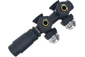 Heilmetz Vanne thermostatique，vanne universelle avec thermostat pour radiateurs，10 bar ，7 niveaux réglables, Kit de raccordement central （Anthracite）