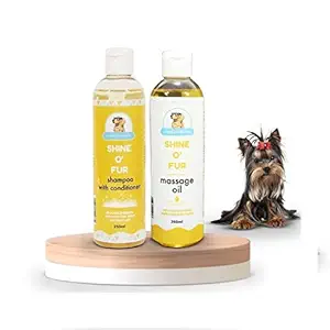 PAPA PAWSOME Shine O Fur Shampoo with Conditioner & Massage Oil for Pet Dogs Care, 250 Ml, Pack of 2