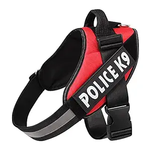 Foodie Puppies Chest Body Police K9 Harness Belt with Adjustable Hook & Straps for Service Dog,Red (X-Large - 76-96.5CM Girth)