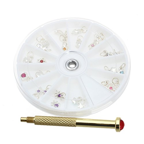 FACILLA® Nail Art Charm Piercing Hand Drill Hole Pierce Tool + 24 Pendants Dangle Hot