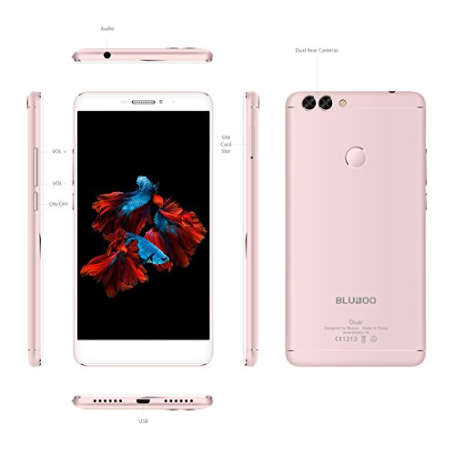 BLUBOOÂ® Dual 4G LTE Smartphone Android 6.0 5.5 Pollici Sharp FHD MTK6737T Quad Core 1.5 GHz, 2GB RAM + 16GB ROM, 13.0 MP + 2.0 MP Dual Posteriore Camera, Sensore di Impronte Digitali [Oro Rosa]