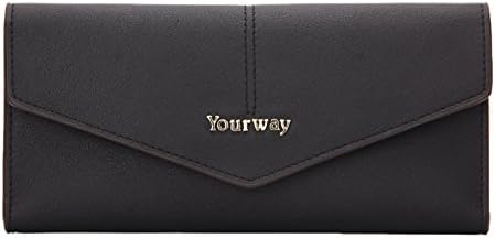 Yourway Sweden Slim Wallets for Women Large Capacity Purses PU Leather Ladies Wallet with Gift Box, RFID Blocking, 10 Card Slots perfect for Gift (Black)