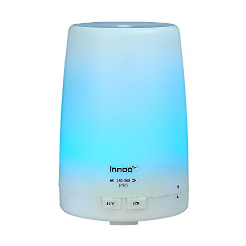 InnooTech Aroma Diffuser 300ml Diffusor Ultraschall Luftbefeuchter Kalten Nebel Technologie Abschaltautomatik Raumbefeuchter mit 7 LED Farbwechsel und Ebook für Babies Yoga Kinderzimmer Schlafzimmer Büro usw.