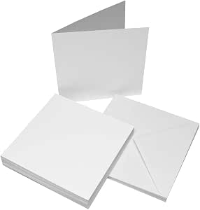 Craft UK 863 8 x 8 inch Card and Envelope pack of 25 - White : Amazon ...