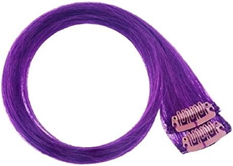 Clip In Hair Extension Highlights Streaks x 2 purple