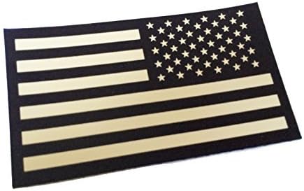 Reversed Black and Tan Us Ir Infrared USA Flag Military Morale Reflective Patch by Empire Tactical