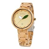 RUNACC hölzerne Armbanduhr Vintage Quarzuhren Modische Uhr für Frauen, faltbare Spange