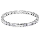 Glänzend halten für immer: Jeder CZ-Stein (Zirkonia) vom Iced Out Tennis Armband ist eine handverlesene 5A-Qualität, der absolut sauber und transparent ist und wie echte Diamanten glänzt. Wir verwenden 5 mal 0,3 μm Weißgold Beschichtungen, damit Ihre Haut nicht grün wird und die Farbe 1-3 Jahre lang nicht verblasst. Es kann sicherstellen, dass jede Iced Out Tennis Armband viel Licht reflektiert, um diesen Bling-Bling-Effekt zu erzielen