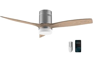 ‎CECOTEC Cecotec EnergySilence Aero 5600 Steel Aqua Connected wentylator sufitowy ze światłem i Wi-Fi. 40 W, 52", z 3 łopatkami, pilotem zdalnego sterowania, ochrona IP44, tryb zimowy-summer, timer