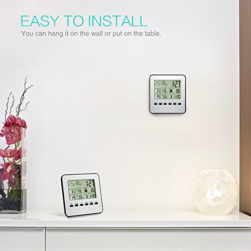 Funk Wetterstation Innen Außen, Oria® Digitales Wetterstation mit Hygrometer Thermometer Wetterprognose Dual Alarm und Anzeige auf Außensensor - 3
