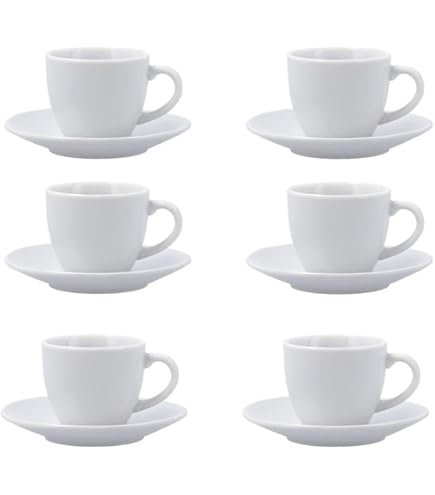Set de 6 tasses à café expresso GOEBEL porcelaine marron et blanche