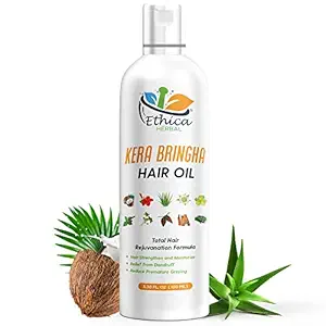 Ethica Herbal Kera bringha Hair Oil 100 ml with Bhringraj and Aloe Vera, Natural hair Oil for Hair Fall Control, Growth & Breakage with Coconut Oil, Fenugreek & Amalika