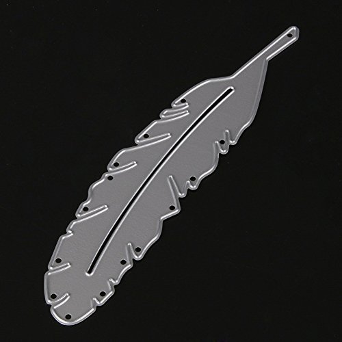 Demiawaking 2Pcs Metall Feder Form Stanzschablonen Metall Schneiden Schablonen für DIY Scrapbooking Album, Schneiden Schablonen Papier Karten Sammelalbum Dekor - 4