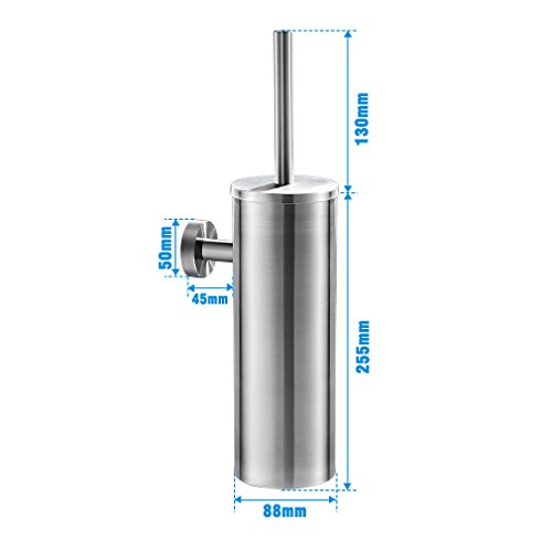 Auralum Edelstahl WC-Bürstenhalter Klobürstenhalter Garnitur mit Klobürste/ WC Bürste/ Toilettenbürste + Standfuß - 7