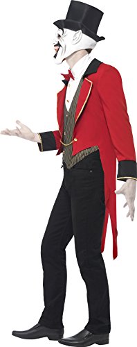 Smiffys Adult Men's Sinister Ringmaster Costume, Jacket, Mock Shirt, Mask and Top Hat, Cirque Sinister, Halloween, Size: L, 44007