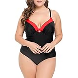 Moserian Damen Casual Plus Size Maschen Multicolor Bikini Einteiliger Badeanzug