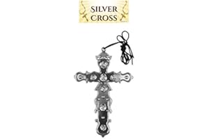 Pick2Drop you Pick We Deliver Silver Monk Cross Necklace (16cm) with 74cm cord Pope Halloween Fancy Dress Accessory