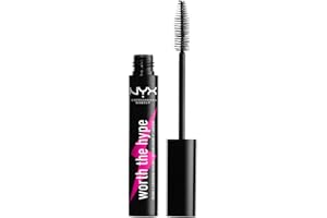 NYX Professional Makeup Máscara de pestañas Worth the Hype Mascara, Volumen y longitud, Cepillo de punta cónica llega a todas las pestañas, Aceite de jojoba, Tono: Negro