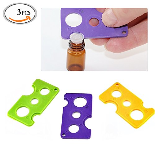 Travelmall Oil Bottles Lid Opener Essential Oil Key Tool Easily Remove Roller Caps and Orifice Reducer Inserts like Young Living 3 Pack Multi-color (3pcs)
