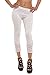 Produktbild Fashion4Young Damen Sexy Capri-Leggins Leggings 3/4 Hose mit Strass oder Schleife Gr. 34 36 38 (One Size 34 36 38, Weiß1)