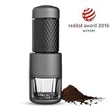 [Reddot award] STARESSO SP-200 Cafetera Italiana Express Manual de Viaje Máquina de Café Capuchino Portátil con Copa de Cristal Color Negro