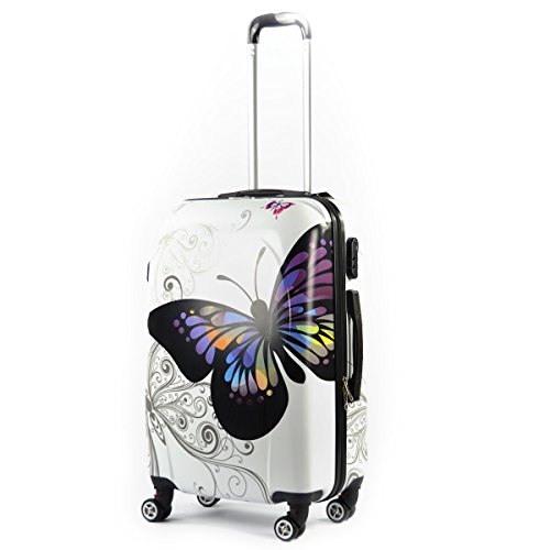 Preisvergleich Produktbild Flexot Butterfly / Trolley / Koffer M / 360°Zwillingsrollen / Reisekoffer mit Doppelgriff